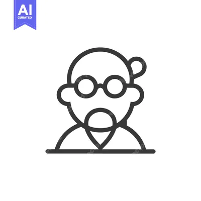 Aset desain premium: Line art illustration of a man with glasses and a goatee