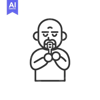 Line art illustration of a man with his hands in prayer position
