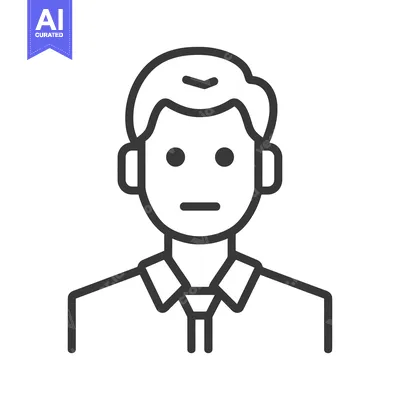 Aset premium populer: Line art illustration of a man with short hair, wearing a collared shi