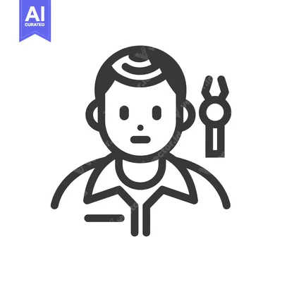 Popular premium asset: Line Art Illustration of a Man with Wrench