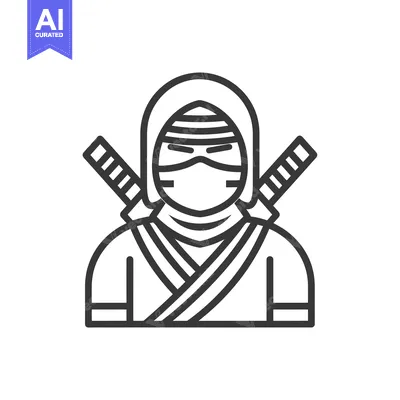Aset premium populer: Line Art Illustration of a Masked Ninja with Swords