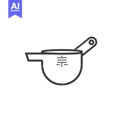 Line Art Illustration of a Measuring Cup with a Handle