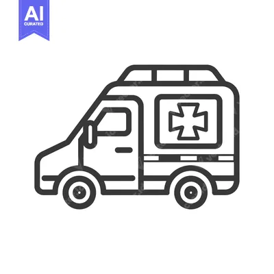 Premium design asset: Line Art Illustration of a Medical Transport Vehicle