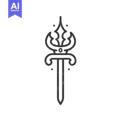 Premium design asset: Line Art Illustration of a Medieval Dagger with Ornate Hilt