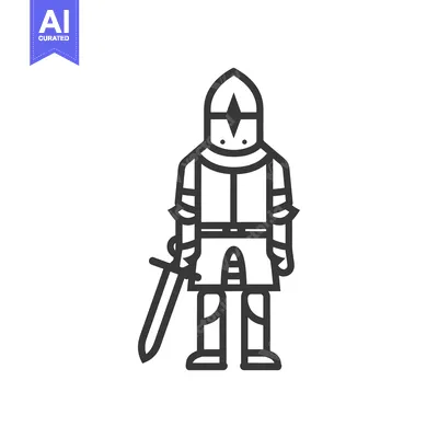 Aset premium populer: Line Art Illustration of a Medieval Knight with a Sword