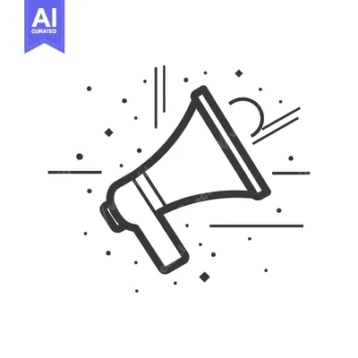 Line Art Illustration of a Megaphone with a Dotted Background
