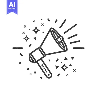 Aset premium populer: Line Art Illustration of a Megaphone with Confetti