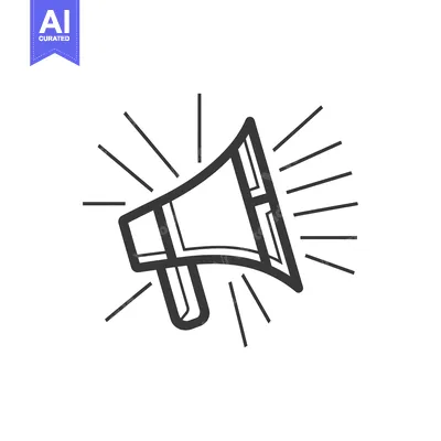 Aset premium populer: Line Art Illustration of a Megaphone with Rays of Light