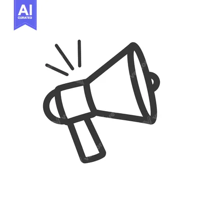 Aset premium populer: Line art illustration of a megaphone with sound waves