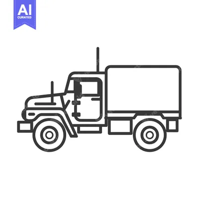 Popular premium asset: Line Art Illustration of a Military Cargo Truck
