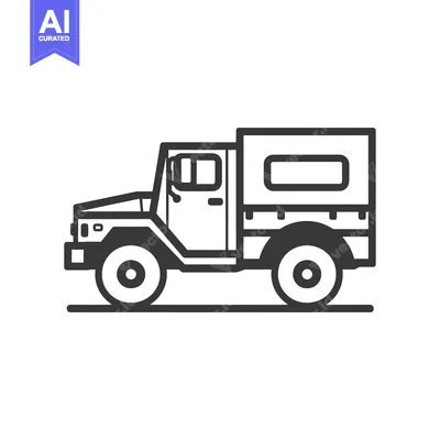 Aset desain premium: Line Art Illustration of a Military Truck