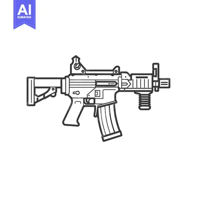 Premium design asset: Line Art Illustration of a Modern Assault Rifle