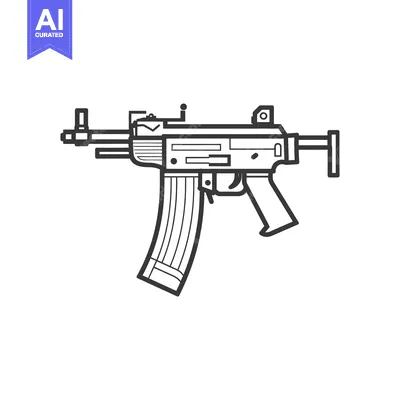 Line art illustration of a modern assault rifle