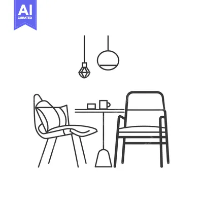 Popular premium asset: Line Art Illustration of a Modern Dining Table Set