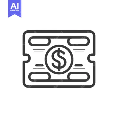 Premium design asset: Line Art Illustration of a Money Bill with a Dollar Sign