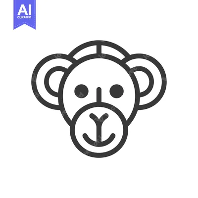 Premium design asset: Line art illustration of a monkey's face