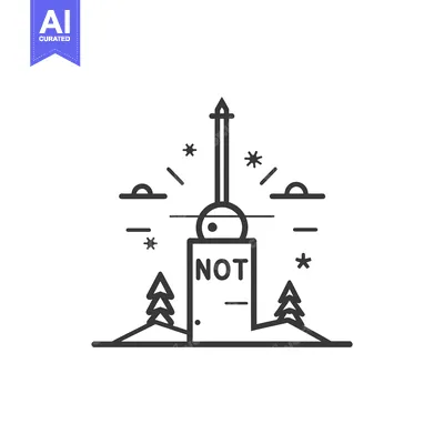 Popular premium asset: Line Art Illustration of a Monument with the Word "NOT" on It