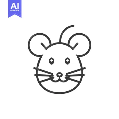 Aset premium populer: Line art illustration of a mouse face