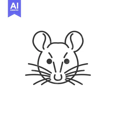 Aset premium populer: Line art illustration of a mouse face with large ears and whiskers