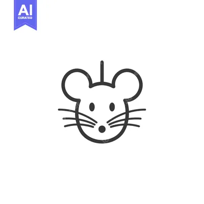 Aset desain premium: Line Art Illustration of a Mouse Face with Whiskers