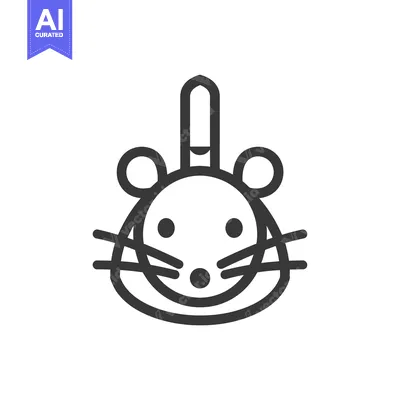 Popular premium asset: Line Art Illustration of a Mouse Head with a Pointed Hat