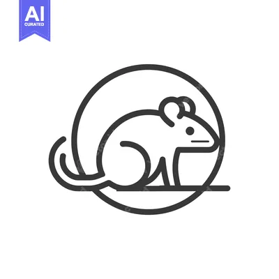Aset desain premium: Line Art Illustration of a Mouse in a Circle
