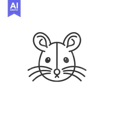 Aset desain premium: Line Art Illustration of a Mouse's Face