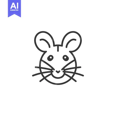 Aset premium populer: Line Art Illustration of a Mouse's Face