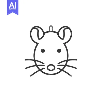 Aset desain premium: Line art illustration of a mouse's face