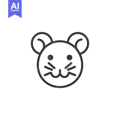 Premium design asset: Line Art Illustration of a Mouse's Face