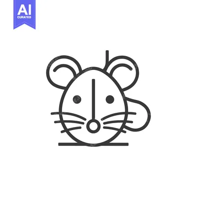 Aset desain premium: Line Art Illustration of a Mouse's Face