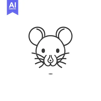 Aset desain premium: Line Art Illustration of a Mouse's Face