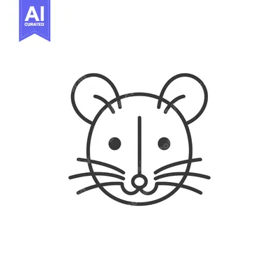 Aset desain premium: Line Art Illustration of a Mouse's Face