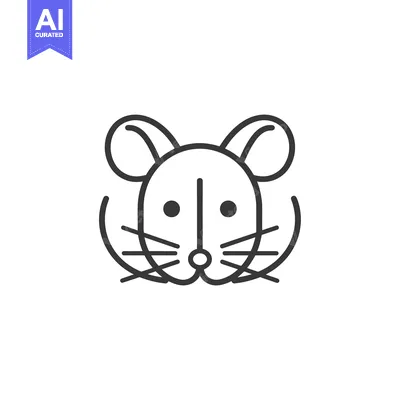 Aset premium populer: Line Art Illustration of a Mouse's Face
