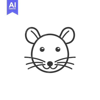 Aset desain premium: Line Art Illustration of a Mouse's Face