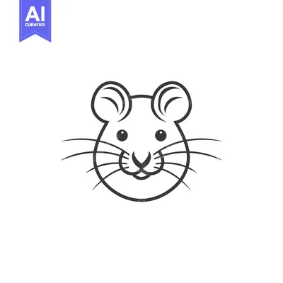 Premium design asset: Line Art Illustration of a Mouse's Face