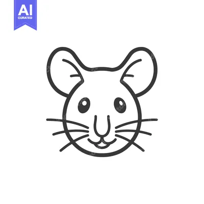 Aset premium populer: Line Art Illustration of a Mouse's Face