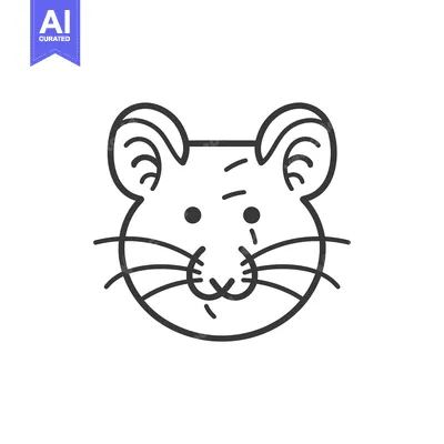 Aset desain premium: Line Art Illustration of a Mouse's Face