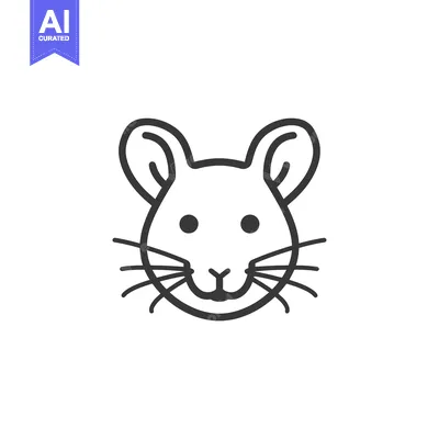Aset desain premium: Line Art Illustration of a Mouse's Face