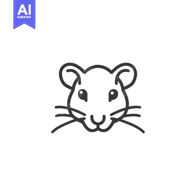 Aset premium populer: Line Art Illustration of a Mouse's Face