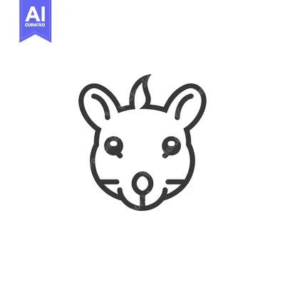 Premium design asset: Line art illustration of a mouse's face