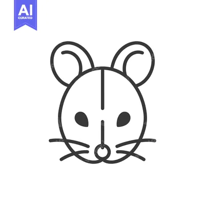 Aset premium populer: Line Art Illustration of a Mouse's Face