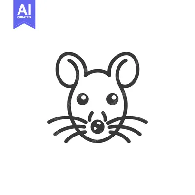 Aset premium populer: Line art illustration of a mouse's face with large ears and whiskers