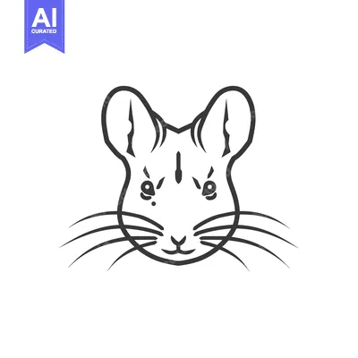 Aset desain premium: Line Art Illustration of a Mouse's Head