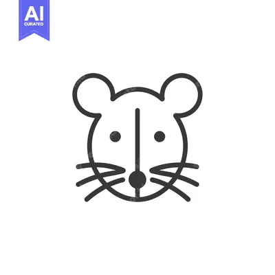 Aset desain premium: Line art illustration of a mouse's head