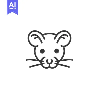 Aset desain premium: Line Art Illustration of a Mouse's Head