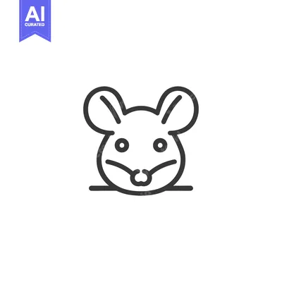Aset desain premium: Line art illustration of a mouse's head with big ears