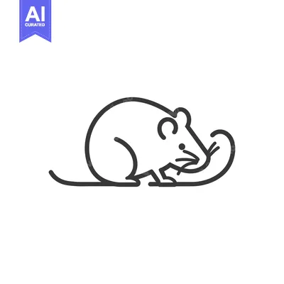 Download Line Art Illustration of a Mouse Sitting with Its Tail Wrapped Around Vector Graphic