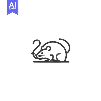 Download Line art illustration of a mouse with its tail curled Vector Graphic