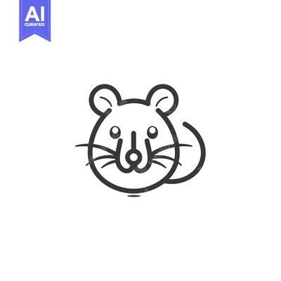 Premium design asset: Line art illustration of a mouse with large ears and a small tail
